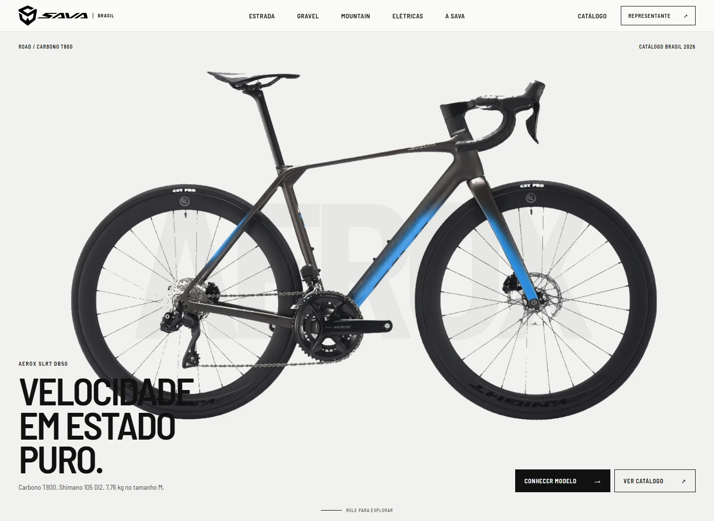 SAVA Brasil digital catalog with a performance road bicycle